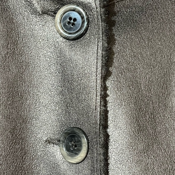 Coldwater Creek Metallic Faux Leather Fur Lined Jacket Pewter Relaxed Fit $230 - Picture 5 of 15